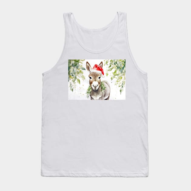 Christmas Donkey Watercolour Tank Top by NikkiBear67